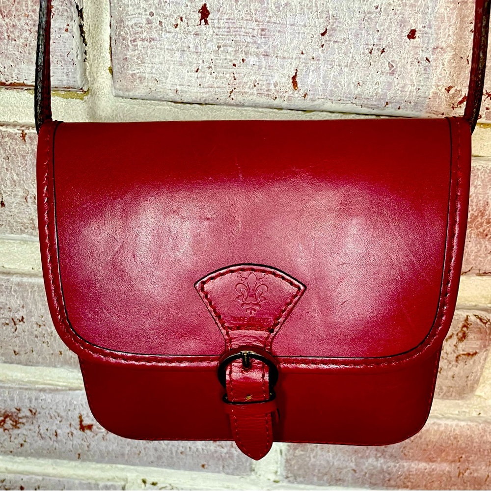 Vintage Lisa Minardi original 2013 line, fine Italian leather red crossbody.